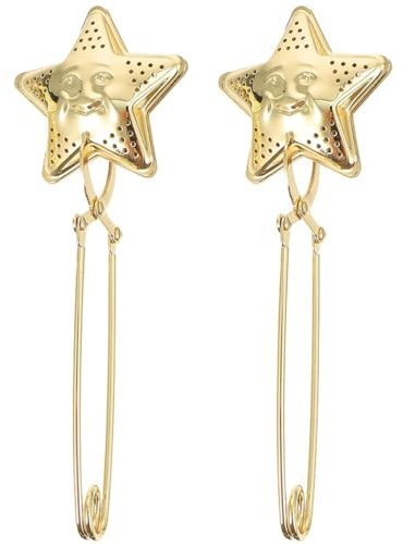 BESTonZON Gewürzsieb 2 Stück Star Tea Infuser Clamp Style Teesiebe Edelstahl Tee Steiler Zangen Löffel mit Langem Griff für Loseblatt-Tee Kräutertees (Golden)