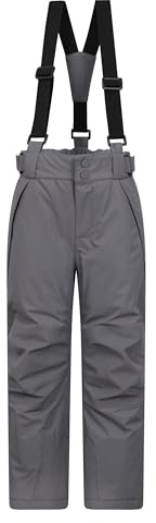 Mountain Warehouse Falcon Extreme Kids Ski Pants – Taped Seams, Waterproof Childrens Trousers, Snow Gaiters, Security Pockets – Ideal for Sports, Snowboarding Dark Grey Teen Size 13 Years