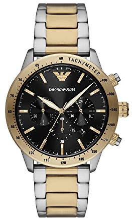 Emporio Armani Orologio Uomo, movimento cronografo, cassa in acciaio inossidabile 43 mm con bracciale in acciaio inossidabile, AR11521