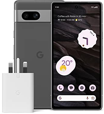 Google Pixel 7a and Pixel 30W Charger Bundle – Unlocked Android 5G Smartphone with Wide-Angle Lens and 24-Hour Battery - Charcoal (Amazon Exclusive)