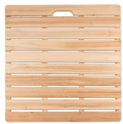 KDDEON Tapis de Bain en Bambou Polyvalent pour Salle de Douche,Tapis de Bain en Bois Naturel,Tapis de Bain en Caillebotis en Bambou,Conception à Lattes Rectangulaire Imperméable (90x70cm/35x28in)