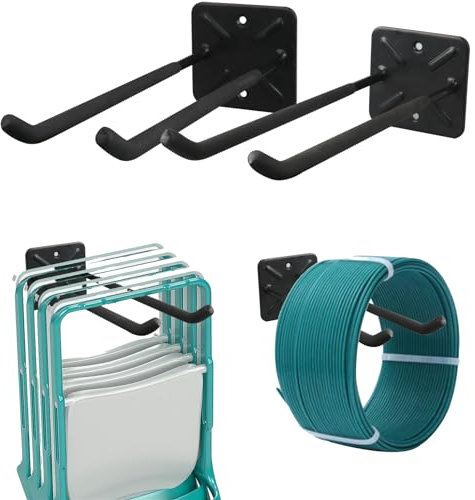 Garage Hooks Heavy Duty Tool Organizer, (2 Pack) 12.4 Wall Mount Hanger Rack Garage Storage Utility Hooks for Hanging Car Tires, Ladders, Chairs, Hoses, Power Tool, Bulk Items, Ropes