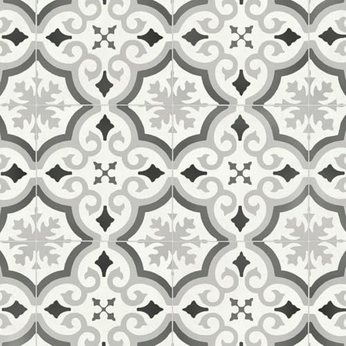 VINYL FLOORING UK White Grey Designer Anti-Slip Vinyl Flooring For LivingRoom, Hallways, Kitchen, 2.8mm Thick Cushion Backed Vinyl Sheet, Waterproof Lino Flooring-1m(3'3) X 2m(6'6)-2m²