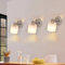 Glitzerlife Wandleuchte Innen Wandstrahler Vintage - 3ER Wandlampe Wandspot Retro E14 Schwenkbar Wandbeleuchtung Wand Lampen Industrial Stoffschrim MAX.40W Silber für flur Küche ohne Leuchtmittel