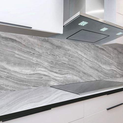 Rodnik Küchenrückwand robuste ABS-Kunststoff Platte Monolith in Deluxe Qualität, Direktdruck. MOTIVAUSWAHL (Marmor grau)