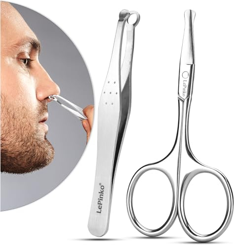 LePinko Nose Hair Trimmer For Men, Nasal Hair Tweezers For Women, Small Scissors For Hair Grooming