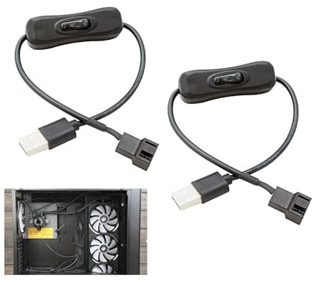 YOUNLEN USB to 4Pin fan switch cable Power Adapter Cable usb to 12v adapter with Switch (2 piece set)