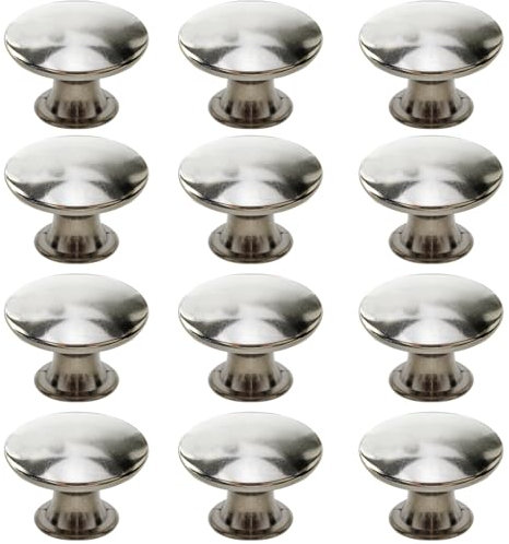 Mokife 12 Boutons de Placard Cuisine, Rond Poignée de Tiroir Vintage, Petits Metal Boutons de Porte Meubles Salle de Bain 30x21mm, Argent