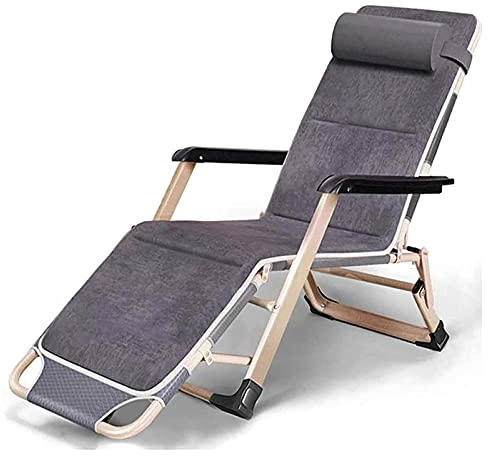 Liegestuhl, riesiger Liegestuhl für narrensichere Menschen, zusammenklappbare Camping-Chaiselongue aus Metall und Stahl, für den Außenbereich, Garten, Rasen, Beckenstuhl, Schwerelosigkeit (Farbe: D)