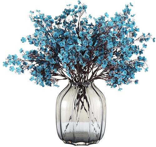 JAKY-Global Künstliche Blumen 12 Stück Getrocknete Unechte Seide Blumen Babysbreath Pflanze Dekoration für Hochzeit Sträuße Haus Garten Party Blumenschmuck (Pfauenblau)