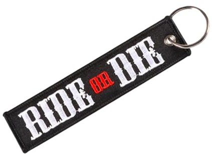 Generisch Ride Or Die beidseitig Besticktes Schlüsselband, Schlüsselanhänger in Schwarz, Rot und Weiß für Biker, Motoradfans, Crossfahrer, Zweiradfreunde