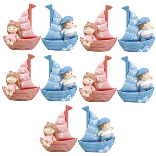 IMIKEYA 10 Pcs Sailing Boat Cake Decoration Sailboat Toy Cake Decorative Toppers for Cupcake Sailboat Cake Decorations Cake Decorative Toppers for Party Miniature Sailboat Statue