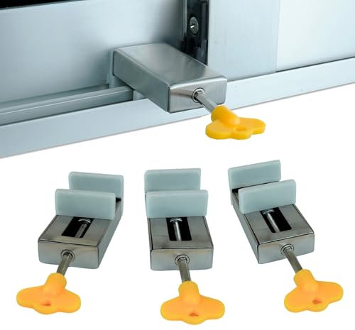 Pack 3PCS Cierre Ventana Corredera Aluminio | Cerradura Seguridad Infantil para Puertas y Ventanas | Fácil Instalación y Protección Total (Acero Reforzado)