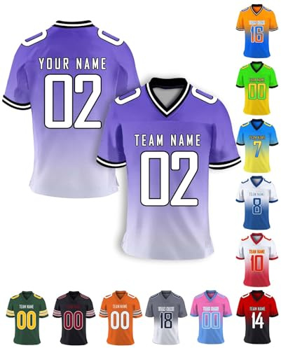 Lavender Purple Custom American Football Jersey Personalised Team Name Number Logo Tops Customised Football Shirt for Women Men Youth Kid