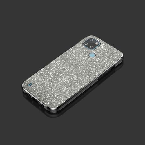 PAIXIKYZ Compatible con Realme C21 Funda Suave Transparente Electropalada de TPU + Papel con Purpurina