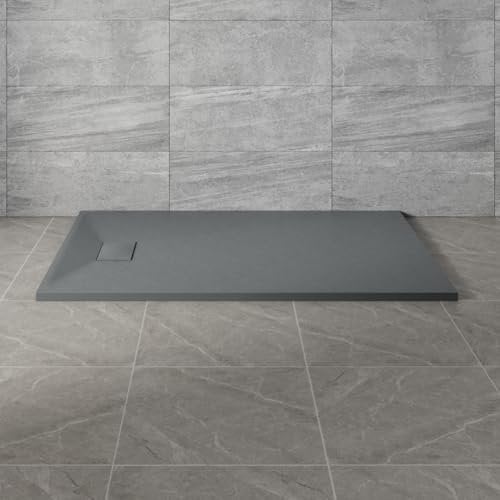 NRG 1300x900mm Anthracite SMC Rectangle Shower Tray Slip-Resistance Bathroom Shower Enclosure Base Tray