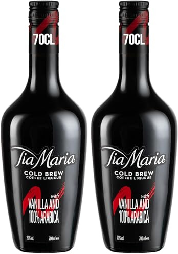 Tia Maria - Cold Brew Coffee Liqueur with Vanilla and 100% Arabica, Rich Roasted Coffee Intensity with Hints of Vanilla and Chocolate, Gluten Free, Bottle of 70 cl, 20% ABV (Pack of 2)