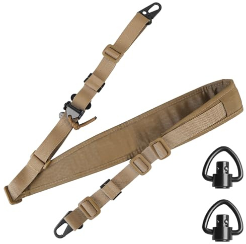 2 Punkt Gewehrriemen, Gun Sling Belt, Verstellbarer Waffengurt für Gewehr, rutschfeste Schulter Trageriemen mit 2 Sling Swivel Mount für Sport Spiel Jagd im Freien