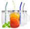 Sendez 4 bicchieri con coperchio e cannucce di vetro, bicchieri da cocktail