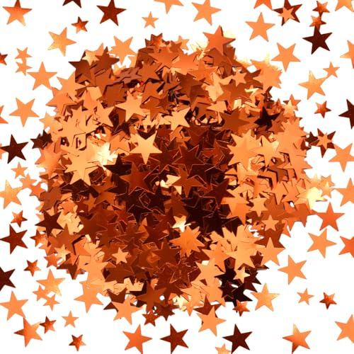 Yosawo 60g/2.1oz Stern Konfetti Glitzer Streudeko Bunt Tischdeko(XX/Orange) | Glitzer Konfetti Geburtstag Deko,Stern Pailletten Geburtstag Tischdeko,Sterne Confetti Streudeko Weihnachten Neujahr Deko