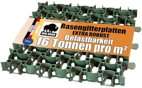 BigDean Rasengitter Kunststoff 50 Stück a 50 x 50 x 4 cm - 16 t/m² belastbar & befahrbar Paddockplatten in grün (12,5 m²)