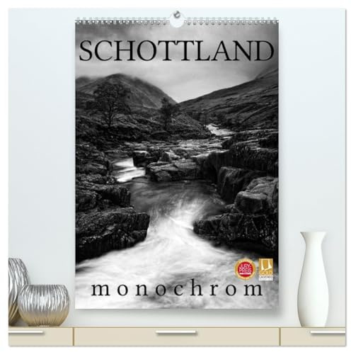 Schottland Monochrom (hochwertiger Premium Wandkalender 2026 DIN A2 hoch), Kunstdruck in Hochglanz: Erleben Sie Schottland in Monochrom (CALVENDO Orte)