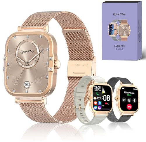 EpochTec Smartwatch Damen, Lunette Ultradünn 1.75 Touchscreen Bluetooth Anrufe, 260mAh 100+ Sportmodi, SpO2, Pulsuhr, Schlafmonitor, Schrittzähler, IP68, Kompatibel Sportuhr Damenuhr mit Android/iOS