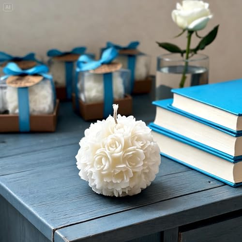 detalles boda para invitados, 50 juego de Rosa velas personalizadas regalos originales para invitados de bodas, recuerdos comunion bautizo de boda s (blanco, jueg de 50)