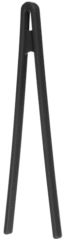 sourcing map Pince à toast en silicone de 22,1 cm, pince de cuisine résistante à la chaleur, ustensile de cuisine pour grille-pain, salade, barbecue, bacon, steak frit, noir