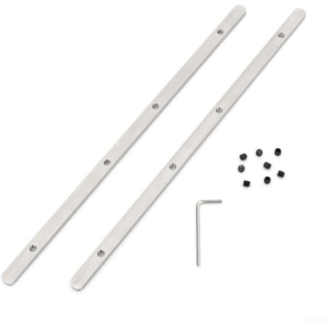 Guide Rail Connector Kit 71358 482107 for Track Saw Long Cuts, Stainless Steel T-Slot Self-Aligning Rail Joiners with 2 Connectors, 8 Screws and Wrench, Silver