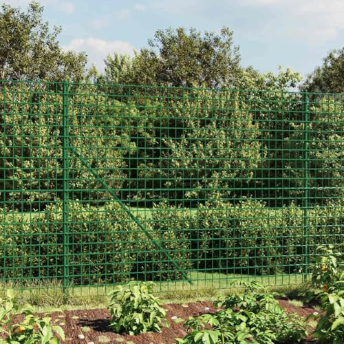 QJBSAVVA Maschendrahtzaun 2,2 x 25 m grün verzinkter Stahl mit PVC Schutz für Garten, Hühnergehege, Hunde & Weide, Zaunset inklusive Pfosten, robust für Outdoor-Bereich