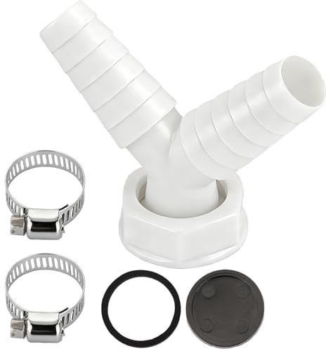 Swiftctrl Abfluss Waschmaschine Doppelanschluss Y-Adapter 1 Zoll, Anschluss-Set für Geschirrspüler und Trockner mit Eingangsstutzen 19-24 mm und Abgang DN 40 Rohr, inklusive Schlauchschellen
