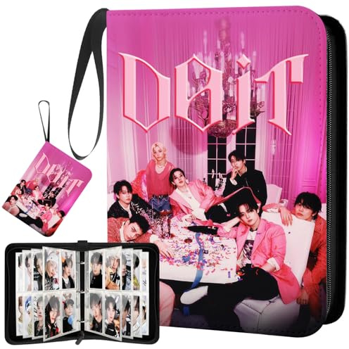 SKZ Rosa Photocard Holde, Stray Photocards Binder, SKZ Sammelkarten Album 400 Taschen, Kpop Merch Geschenke für STAY