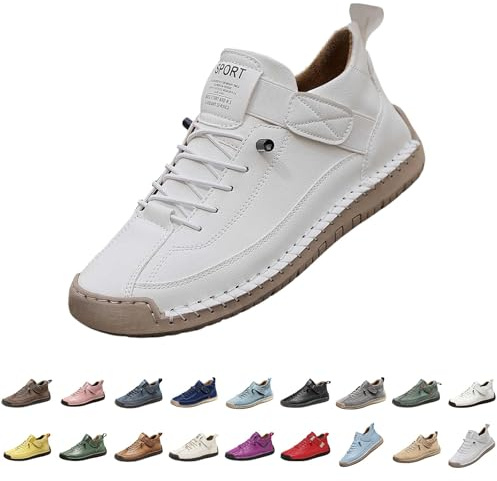 Cocila Wide Fit Trainers for Women Plantar Fasciitis Orthopedic Walking Shoes Comfortable Mesh Breathable Slip On Arch Support Non-Slip Sneakers A White