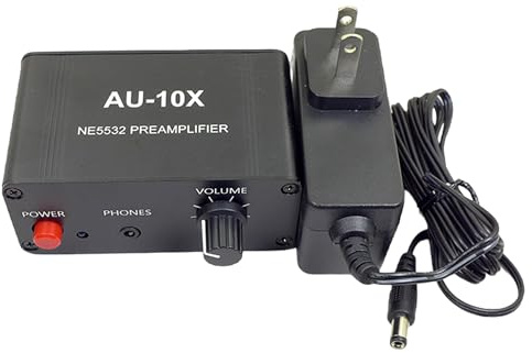 Small Stereo Audio Preamplifier: Headphone Amplifier 20Db Phono Turntable Phonograph preamp with RCA 3.5mm Input to RCA 3.5mm Headphone Input Output, for Phones, TVs, MP3 Players