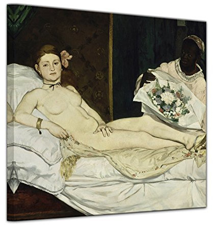 Bilderdepot24 Bild auf Leinwand | Édouard Manet Olympia in 60x60 cm als Wandbild | Wand-deko Dekoration Wohnung alte Meister | 180870-60x60