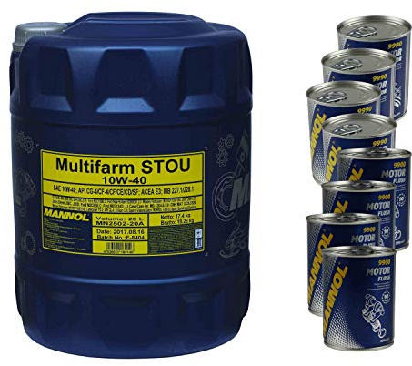 Mannol Multifarm STOU 10W-40 Huile pour machines agricoles 4 x Motor Doctor + Motor Flush 20 l