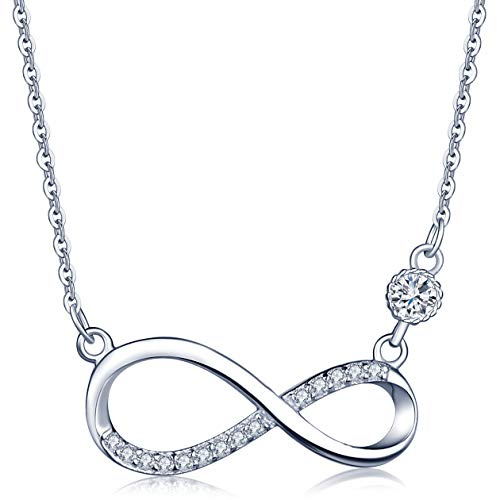 Unendlich U Fashion Unendlichkeit Zeichen Damen Halskette 925 Sterling Silber Zirkonia Anhänger Kette mit Anhänger