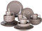 vancasso serie Navia Jardin Vajillas de 20 piezas Stoneware Vajillas Completas Gres Esmaltada servicio mesa para 4 personas con Tazas Cuencos, Platos Llanos y Hondos, Platos de Postre, Gris