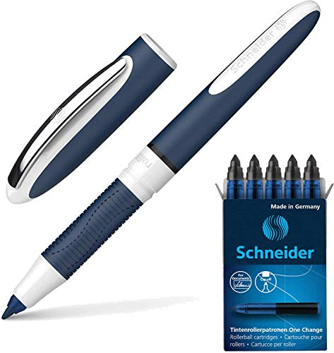 Schneider One Change Tintenroller (Ultra-Smooth-Spitze, Strichstärke 0,6 mm) (schwarz + 25 Patronen)
