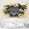 ABAKUHAUS Tiki Bar Wandteppich und Tagesdecke, Maske Palm Verziert aus Weiches Mikrofaser Stoff Waschbar ohne Verblassen Digitaldruck, 230 x 140 cm, Braun Weiß