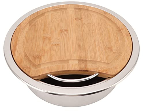 RV K¨¹chensp¨¹le, 360 X 120 Mm/14, 17 X 4, 72 Zoll RV 304 Edelstahlsp¨¹le, Runde Handwaschbecken Sp¨¹le mit Bambus Hackklotz Boote, RV Serie