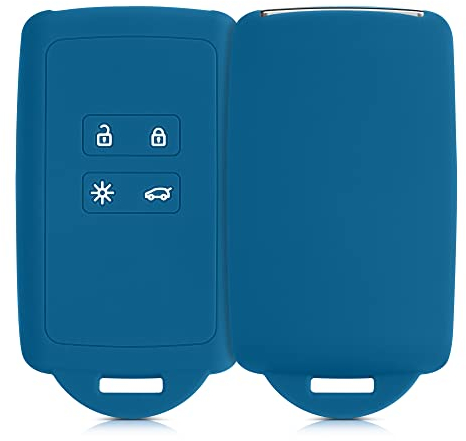 kwmobile Custodia Compatibile con Renault con 4 tasti Smart Key (solo Keyless Go) - Cover Chiavi Auto Protezione Copri Telecomando - Copri Chiave Copertura blue reef