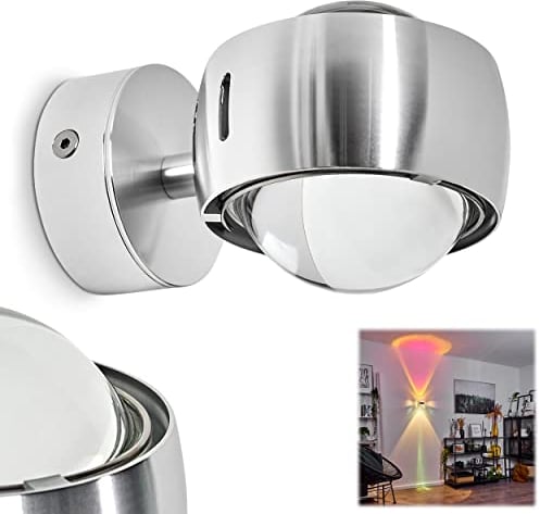 Wandleuchte Sapri, moderner Wandstrahler aus Metall/Glas in Silber/Klar, G9, ohne Leuchtmittel, Wandspot mit seitl. Schlitzen u. Lichteffekt, Up&Down Leuchte, Lieferumfang: 1x Farbfilter magenta