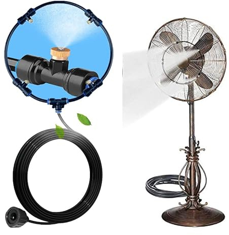 Fan Misting Cooling System Kit, Mister Fan for Outside Patio, Water Sprayer, Water Misting Fan for Cooling Outdoor, Backyard Misters for Fan, Summer Water Mister for Cooling Plants (14 inch)