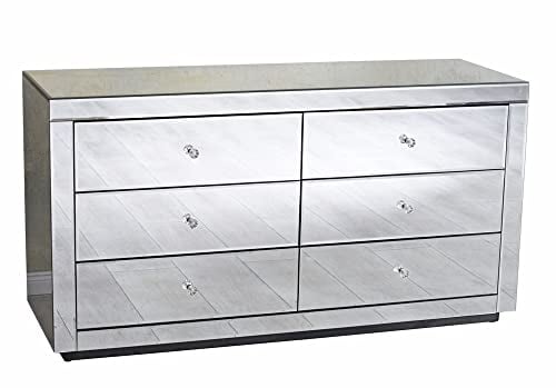 Kommode verspiegelt Schubladen Schrank Glaskommode Wäschekommode vic540 Palazzo Exklusiv Silber