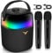 Karaoke Maschine mit 2 Mikrofonen für Erwachsene & Kinder, Lautsprecher Bluetooth, 80W Peak PA Lautsprecher, unterstützt USB/Bluetooth/AUX-In für Outdoor, Party, Geschenke für Mädchen/Jungen