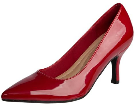 Comfort Plus Janine Damen-Pumps mit spitzem Zehenbereich von Payless, Rotes Lackleder, 42 EU