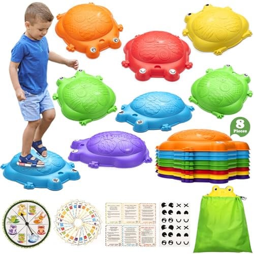 VROGTIK Stapelbare Balanciersteine für Kinder | 8er-Set | Sensorisches Spielzeug für drinnen & draußen | Ab 3-8 Jahre