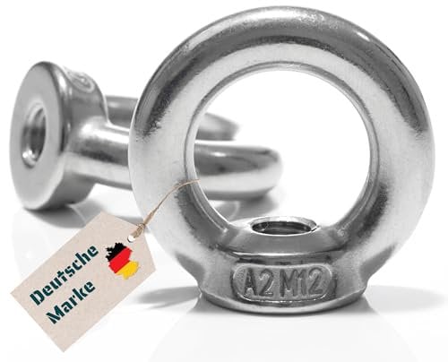 Ringmutter DIN 582 M6 M8 M10 bis M30 Ösenmutter/Ringöse aus A2 V2A Edelstahl für sichere Befestigungen und Hebeanwendungen (1, M12)